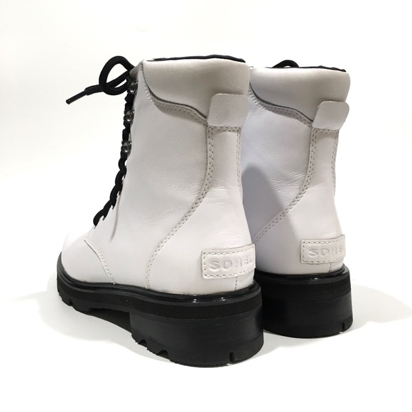 SOREL LENNOX LACE STKD WATERPROOF COMBAT BOOTS -WHITE LEATHER -WOMEN’S US 8 -NEW - Picture 4 of 7